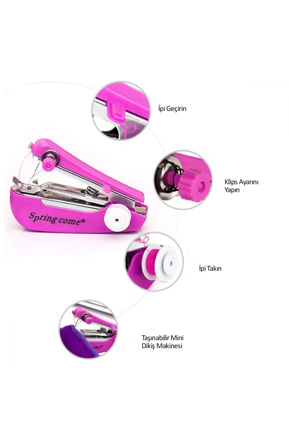 Spring Come Mini Kolay Seyehat ve Ev Tipi El Dikiş Dikme Makinası
