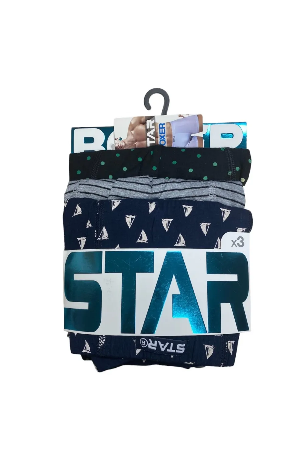 ieg™ Star 106 Desenli Pamuklu Kemer Likralı 3Lü Boxer