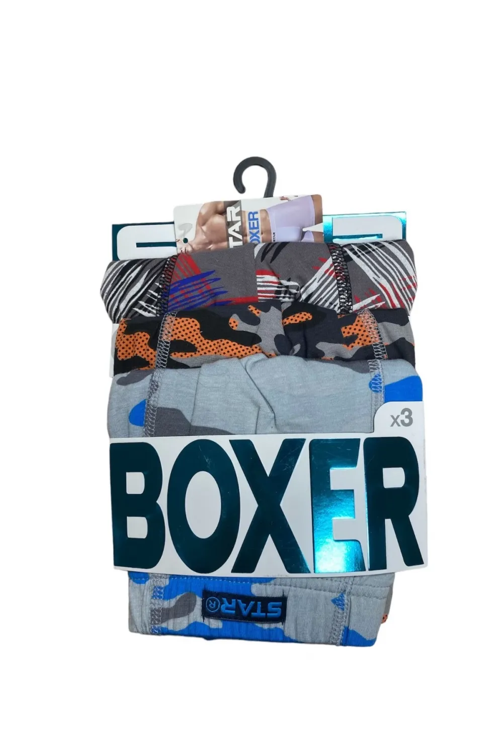 ieg™ Star 106 Desenli Pamuklu Kemer Likralı 3Lü Boxer
