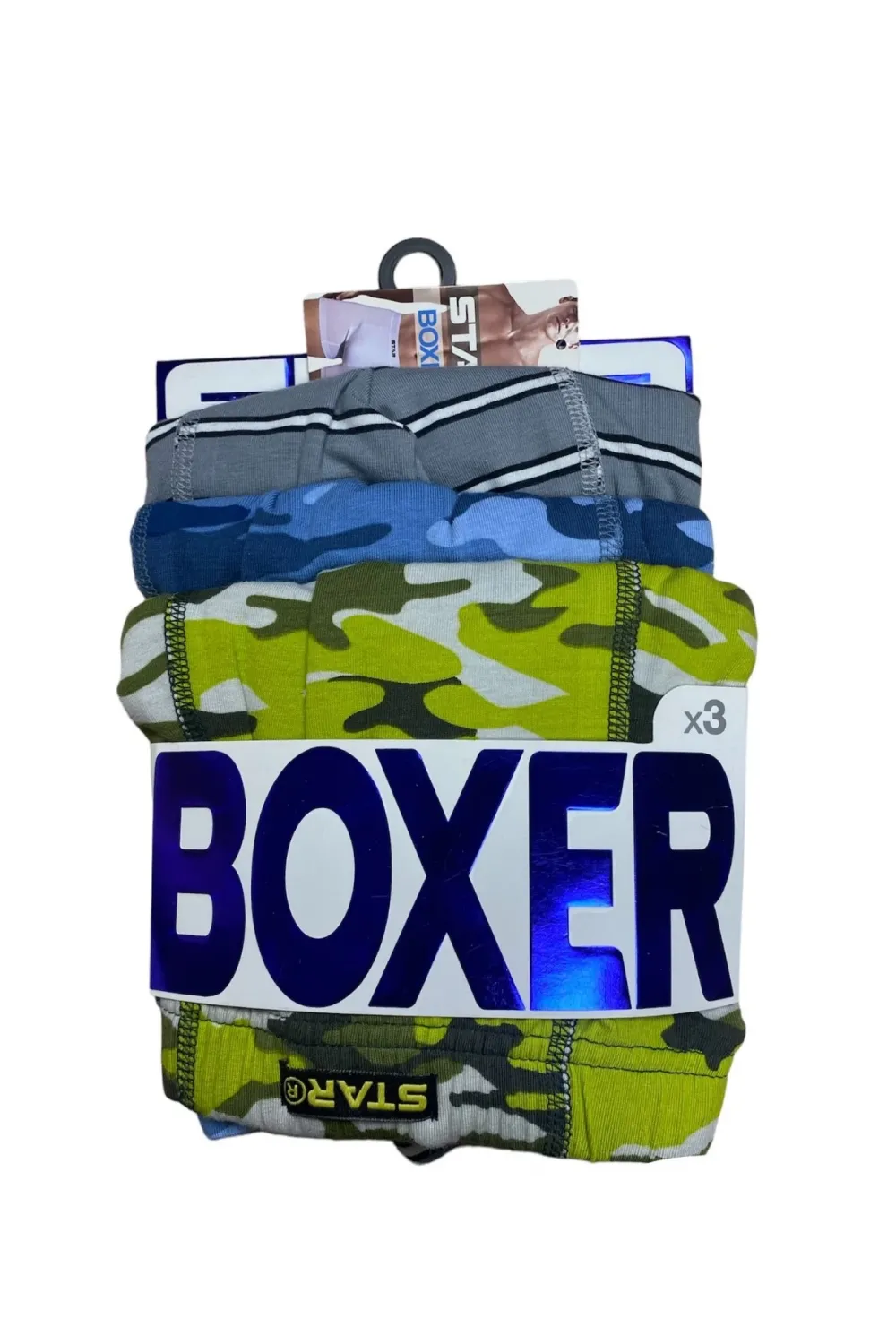 ieg™ Star 106 Desenli Pamuklu Kemer Likralı 3Lü Boxer