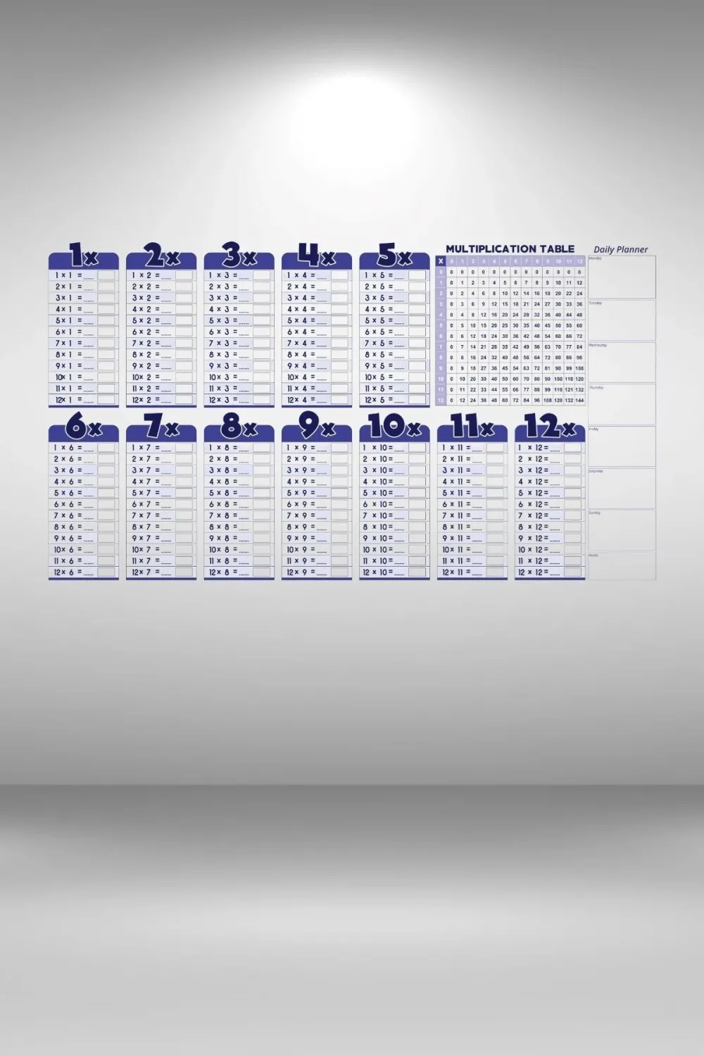 Statik Akıllı Kağıt Ingilizce Çarpım Tablosu 100x56 Cm