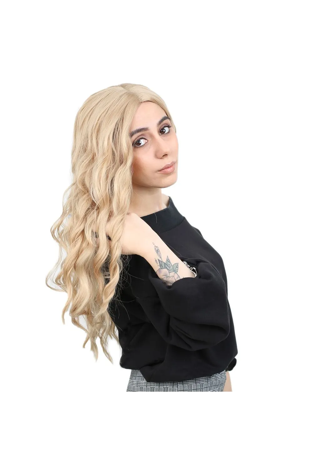 Su Dalgası Uzun Perçemsiz Fiber Sentetik Peruk - Balköpüğü