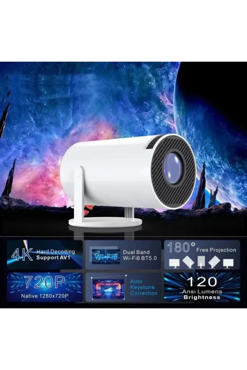 Taşınabilir Android TV Özellikli Projeksiyon