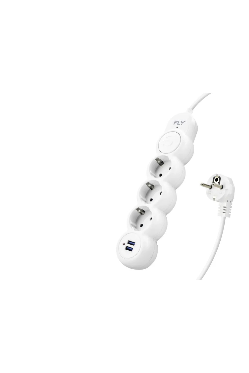 Termal Akım Korumalı Uzatma Kablosu 3 Priz + 2X Usb 2.1A Anahtarlı 2 M - Beyaz 3393-01