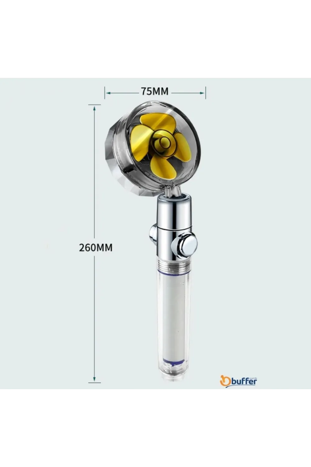 ieg™  Turbo Pervaneli ve Filtreli Su Tasarruflu 360 Derece Dönebilen Tazyikli Duş Başlığı