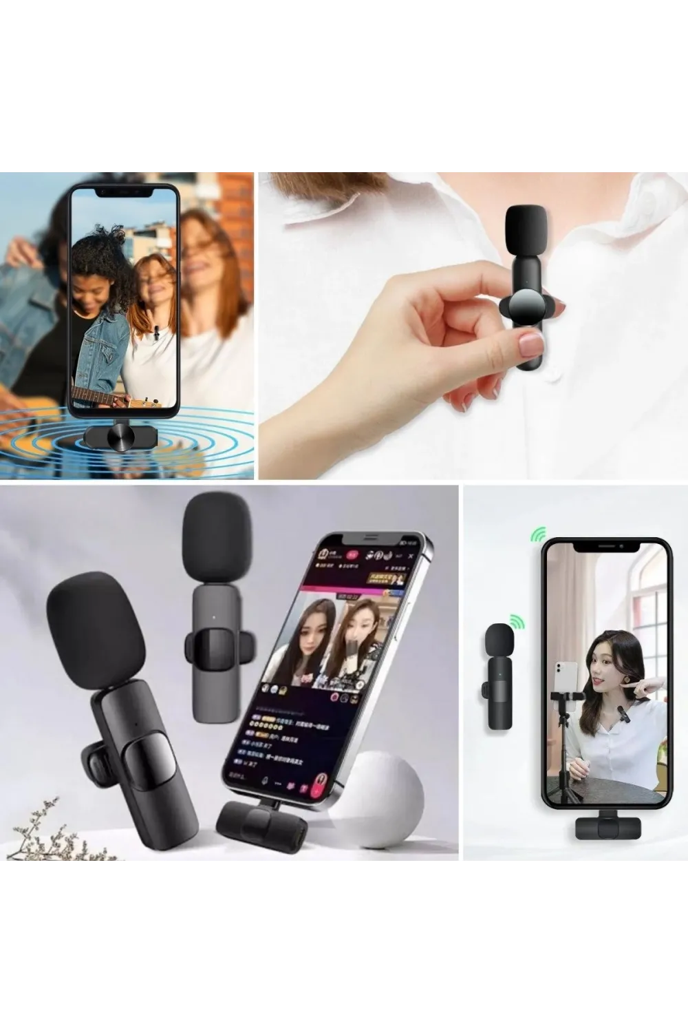 Type C Uyumlu İphone Dönüştürücülü Kablosuz Yaka Mikrofonu Android ve İphone Uyumlu Mini Mikrofon