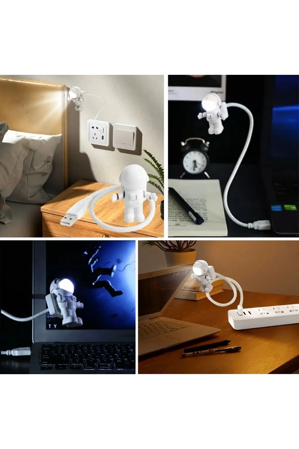 USB Astronot Gece Lambası, Masa Lambası, Kitap Okuma Lambası Işığı