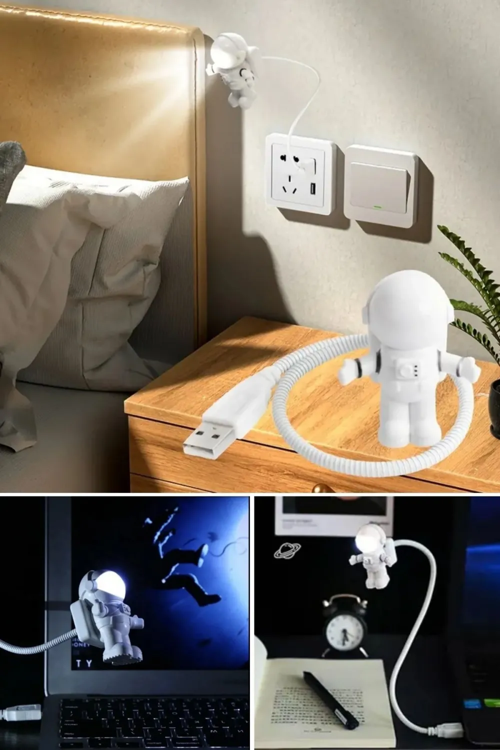 USB Astronot Gece Lambası, Masa Lambası, Kitap Okuma Lambası Işığı