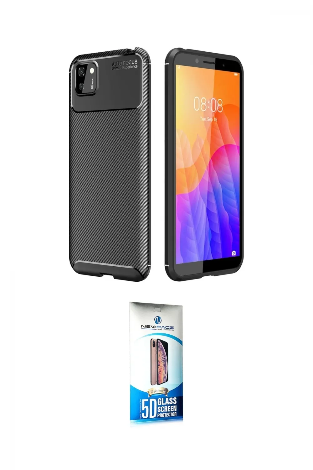 ieg™ Y5P Kılıf Eksen Form Prime - Siyah 5D Eko Cam Ekran Koruyucu