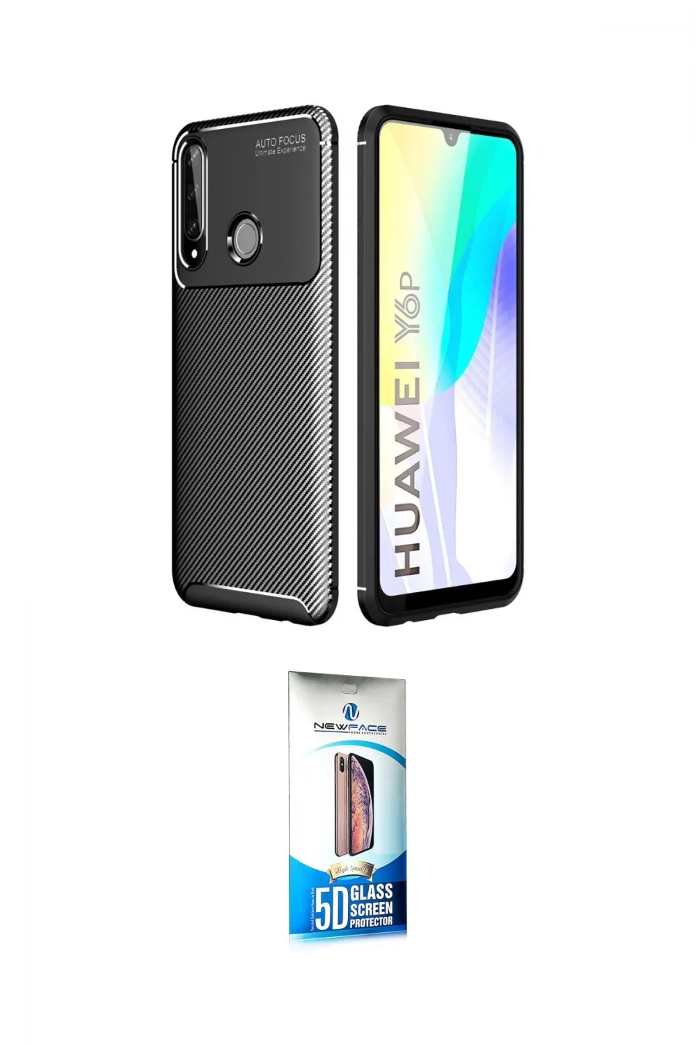 ieg™ Y6P Kılıf Eksen Form Prime - Siyah 5D Eko Cam Ekran Koruyucu
