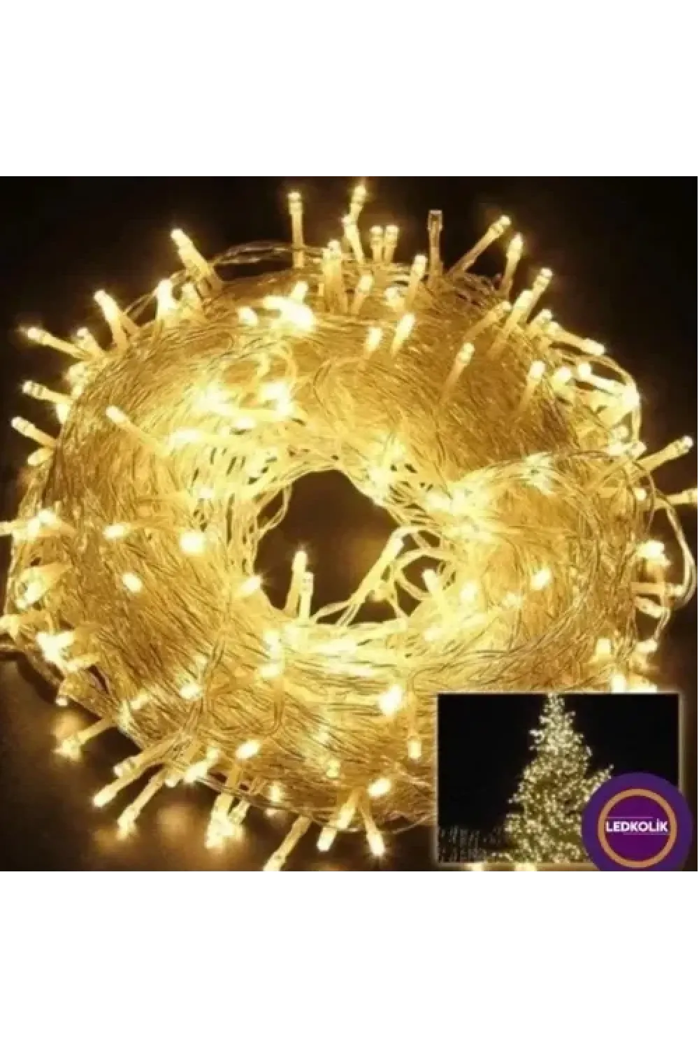 Yılbaşı Aydınlatması 100 LED Perde Hortum Sıcak Beyaz Işık