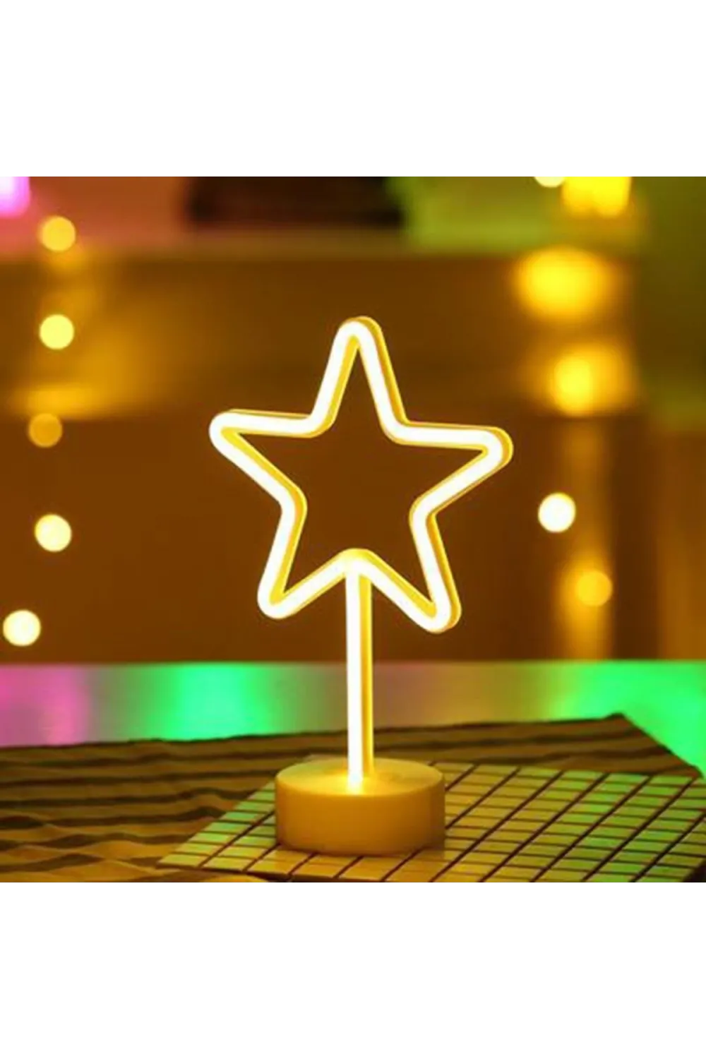 Yıldız Tasarımlı Neon Led Masa Ve Gece Lambası Dekoratif Işık