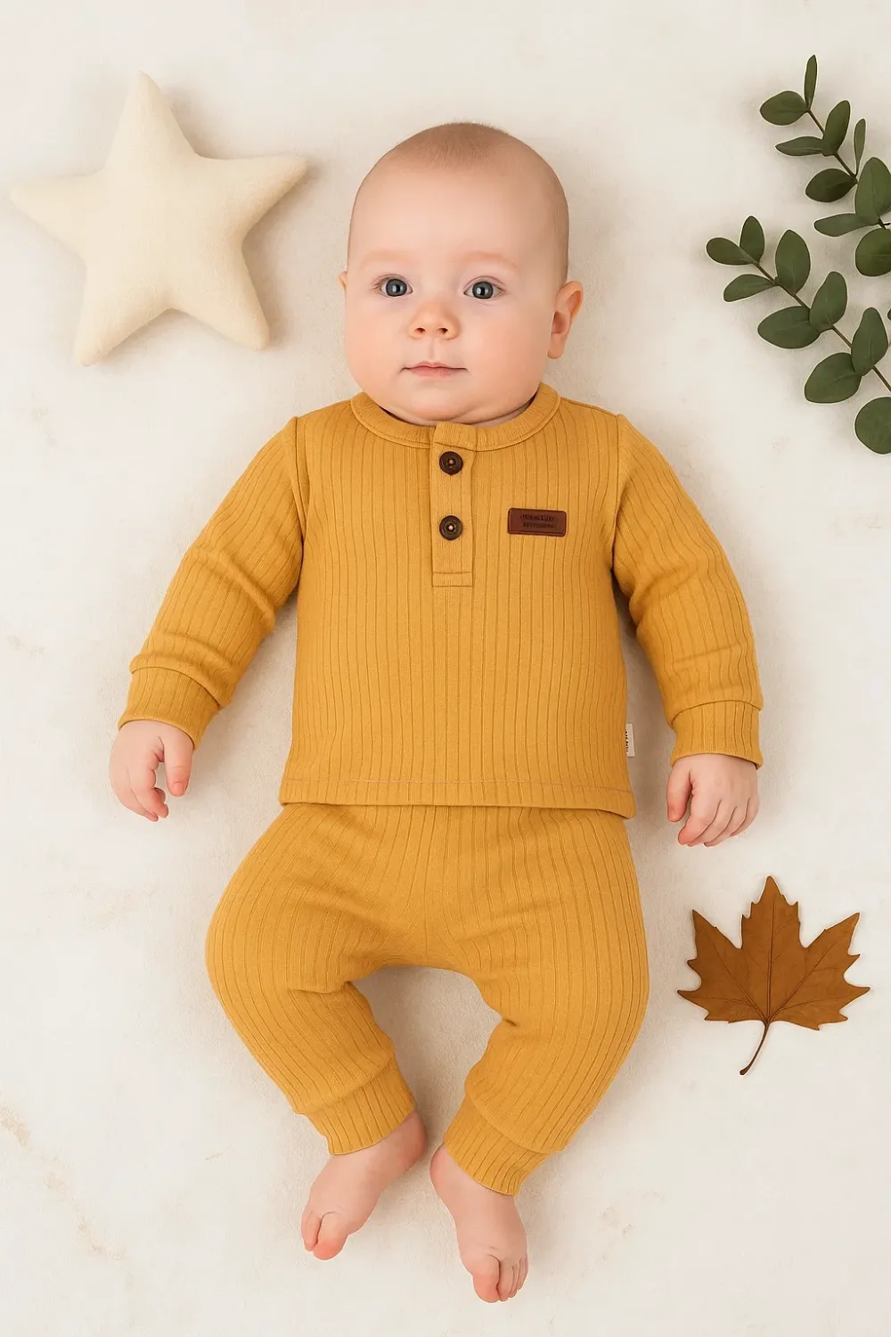 iegiyim™ Çizgili Kumaş % 100 Pamuk 2li Unisex Takım