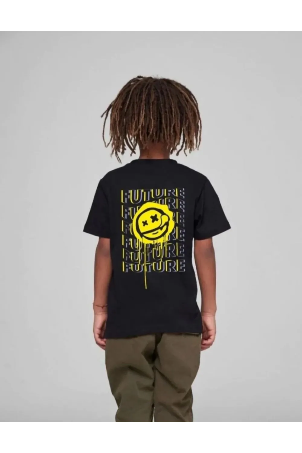 Çocuk Unisex Baskılı T-Shirt - Siyah