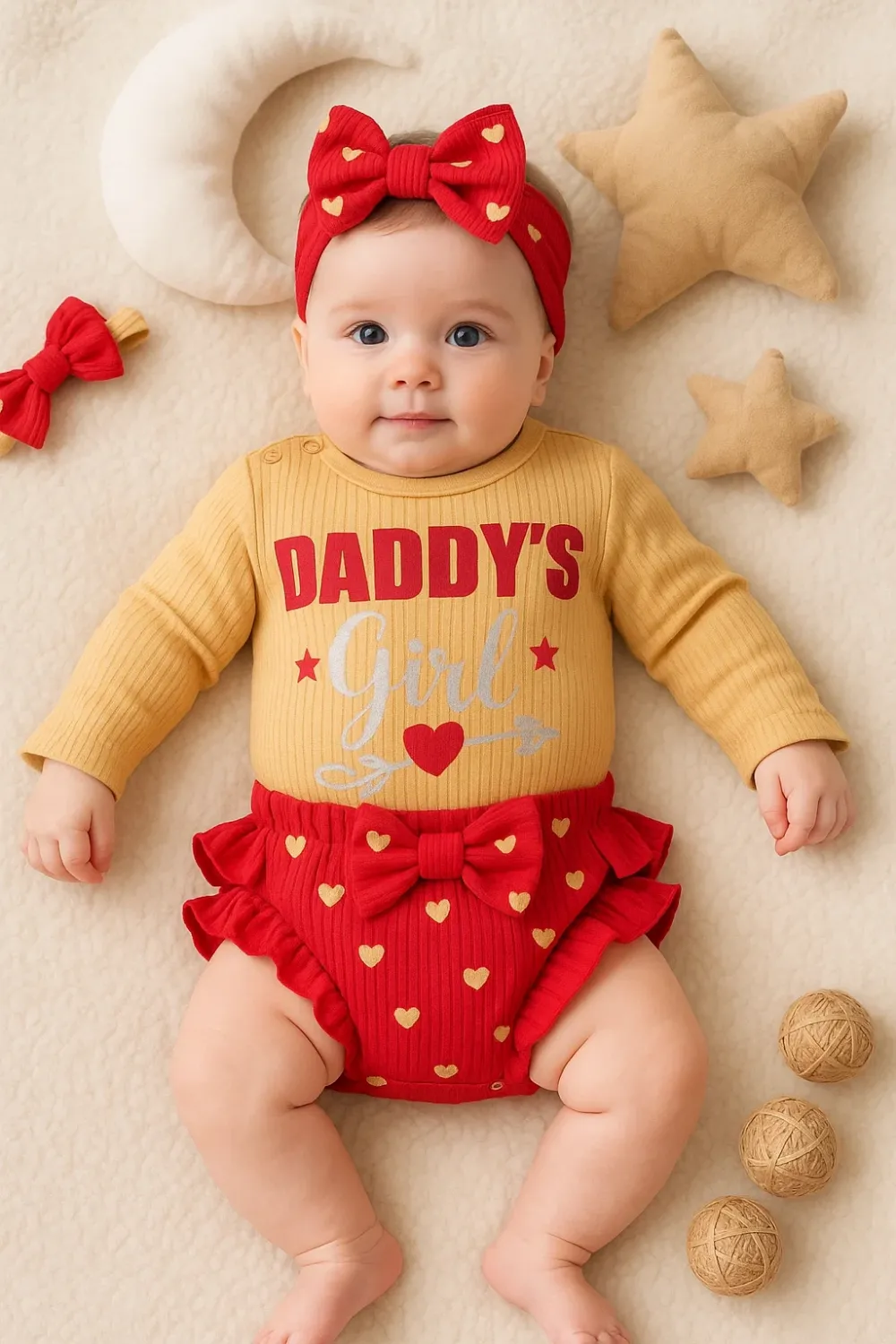 iegiyim™ Daddys Girl Bandanalı Kız Bebek Takımı
