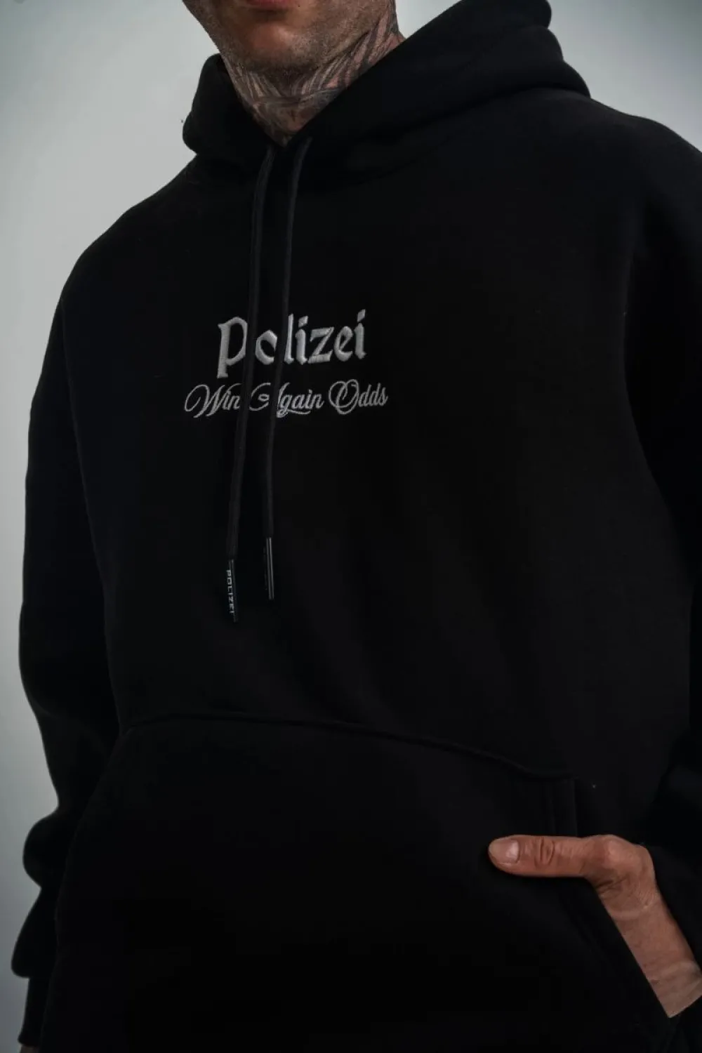 Erkek 3 İplik Pamuklu Kapüşonlu Baskılı Cepli Oversize Sweatshirt Hoodie - Siyah