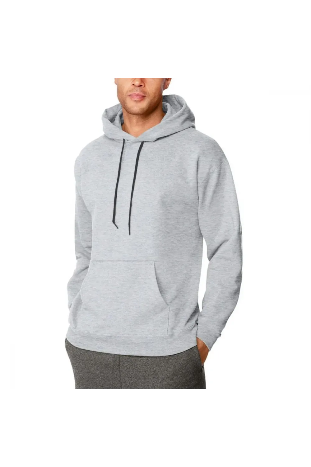 Erkek 3 İplik Pamuklu Kapüşonlu Cepli Oversize Hoodie Sweatshirt - Gri
