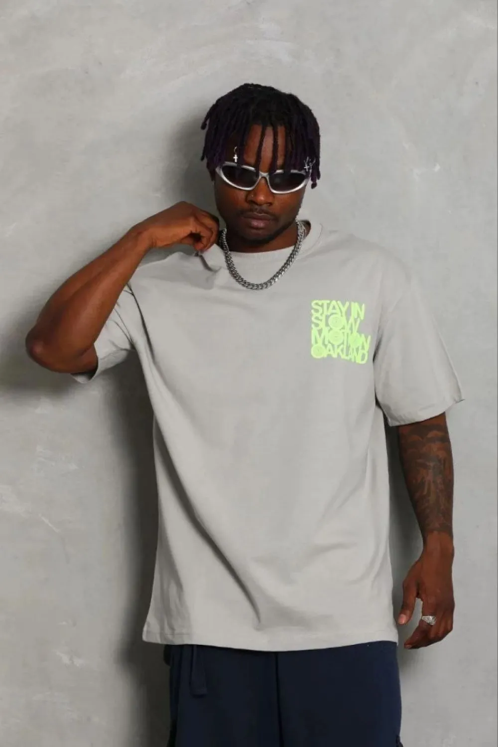 Erkek Baskılı T-Shirt Kısa Kol Bisiklet Yaka Regular Fit Tişört - Gri