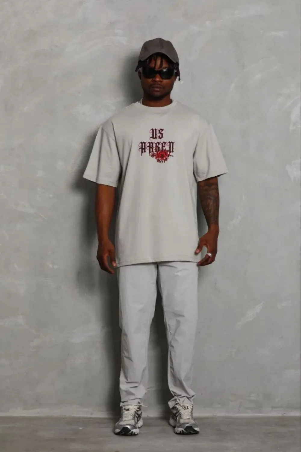 Erkek Baskılı T-Shirt Kısa Kol Bisiklet Yaka Regular Fit Tişört - Gri