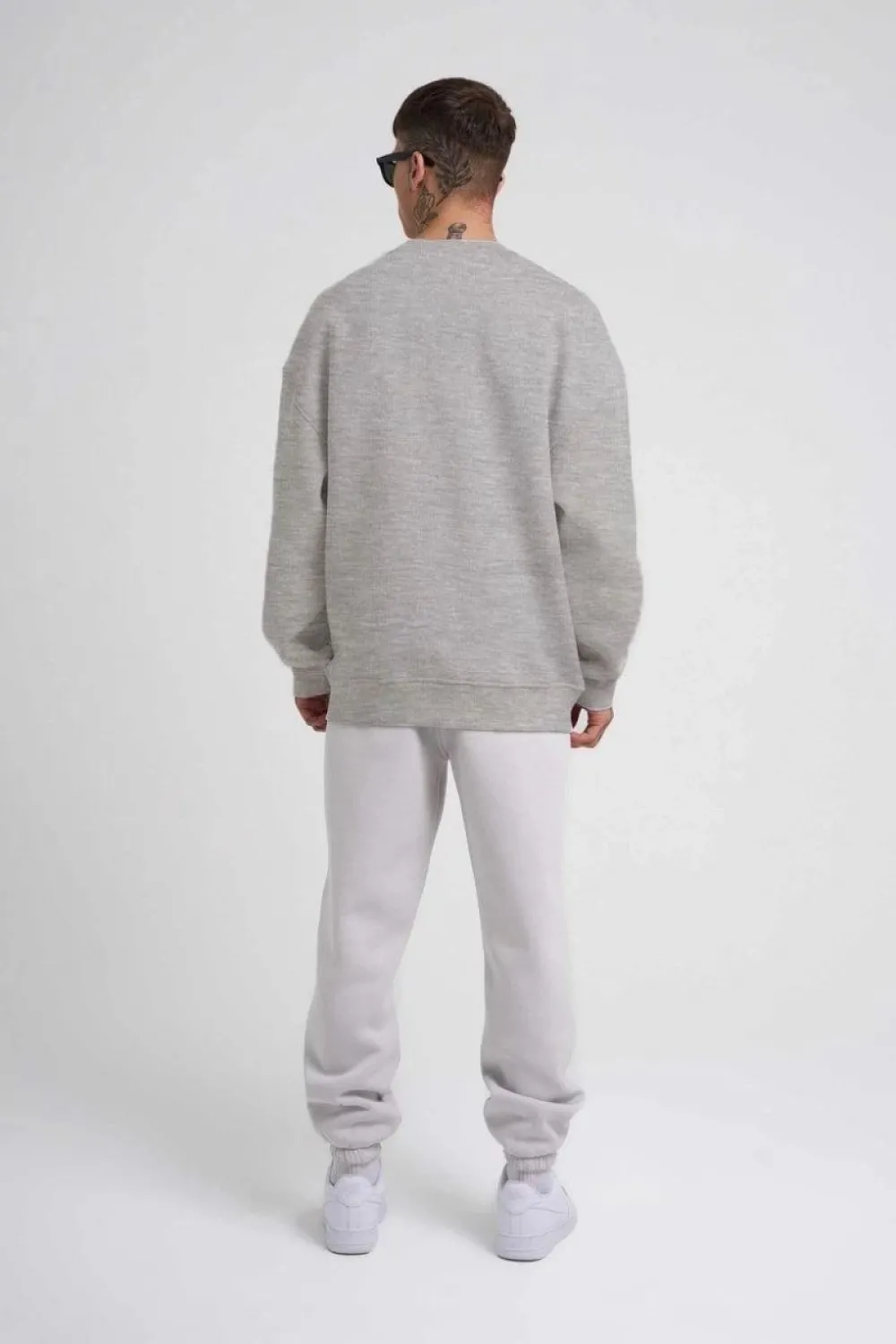 ERKEK Bisikilet Yaka 3 İplik Pamuklu SweatShirt - Gri