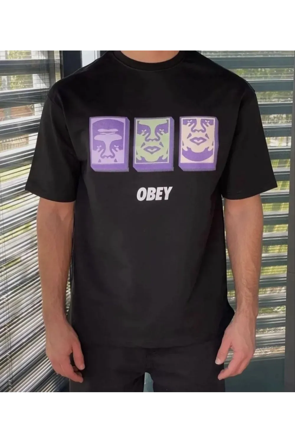 ERKEK Bisiklet Yaka Baskılı Oversize Kısa kol T-Shirt - Siyah