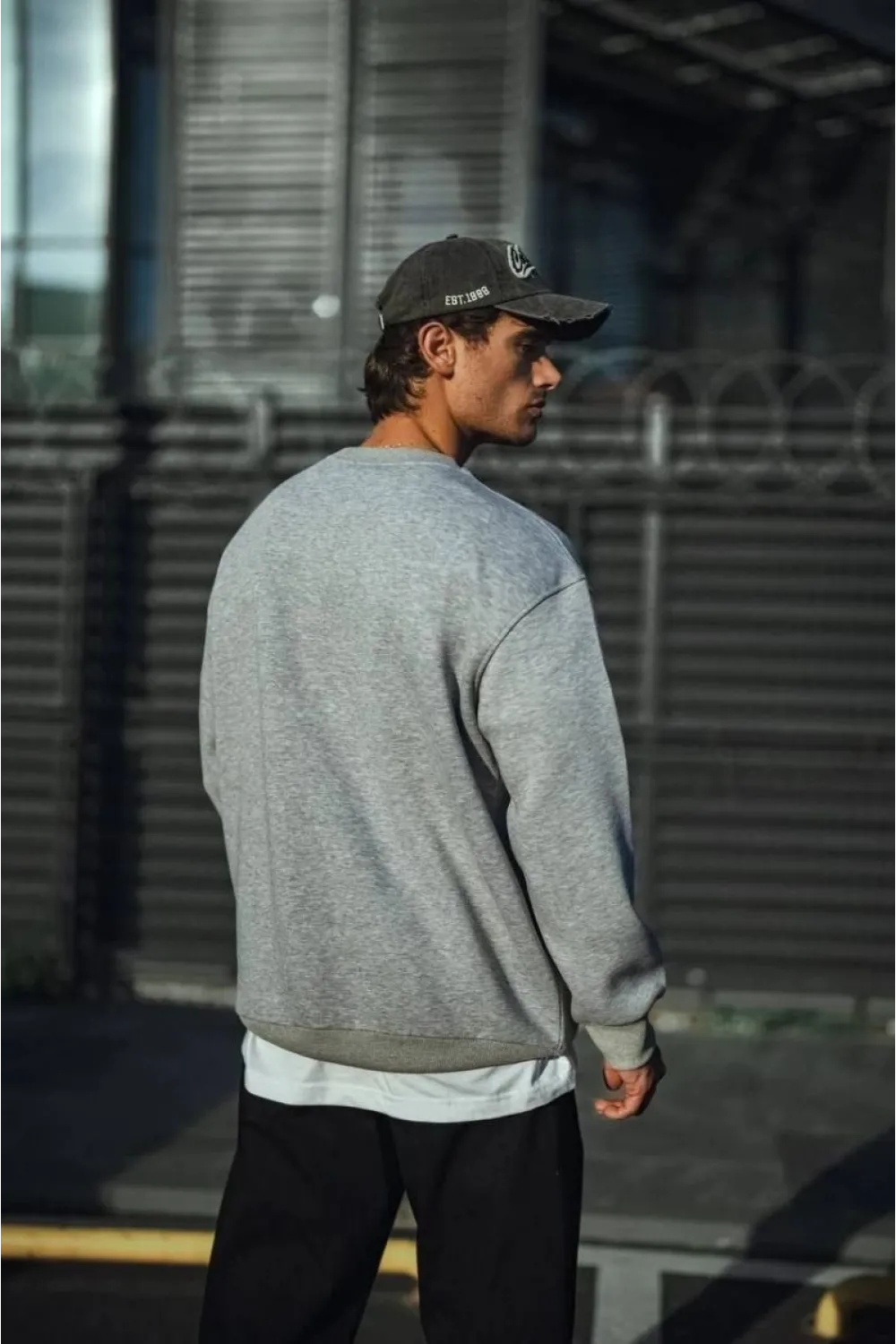 Erkek Kışlık Bisiklet Yaka 3 İplik Basic SweatShirt - Gri