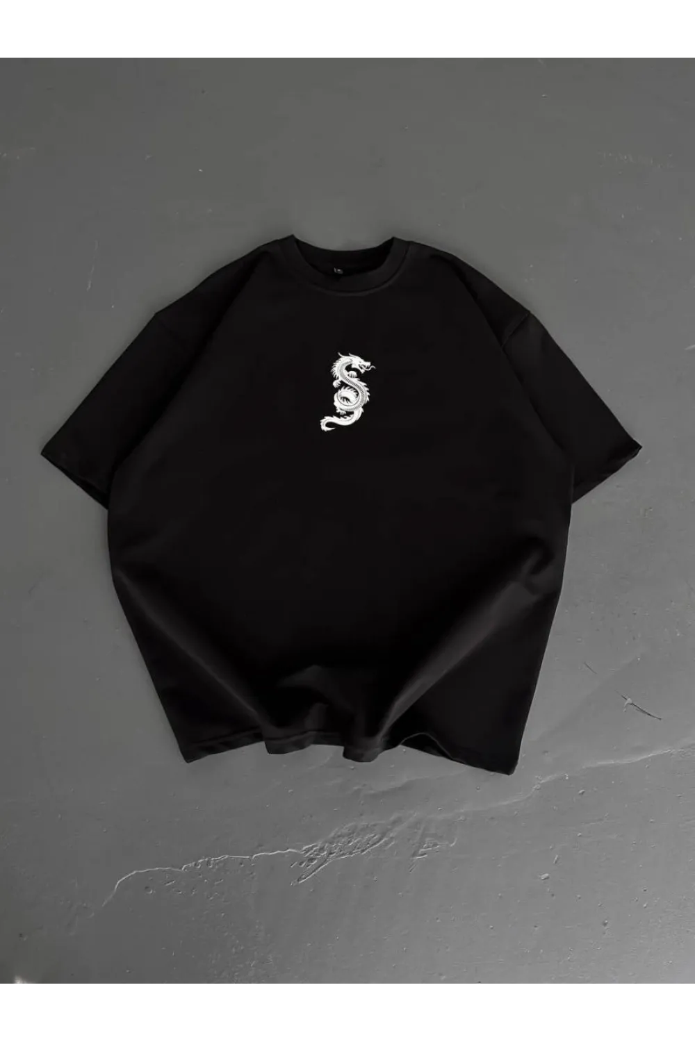 Erkek Ön ve Arka Baskılı T-Shirt Kısa Kol Bisiklet Yaka Regular Fit Tişört - Siyah
