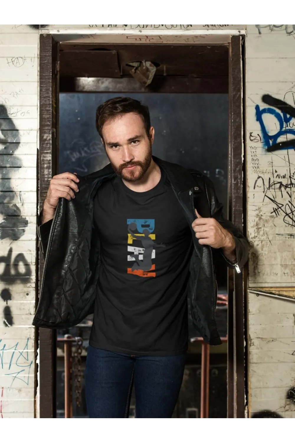 Erkek Özel Baskılı Modern Fit %100 Pamuk Bisiklet Yaka T-Shirt