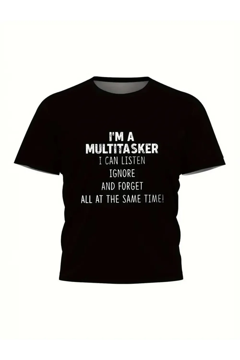 Erkek T-shirt Komik Multitasker Baskılı Kısa kol Tişört - Siyah
