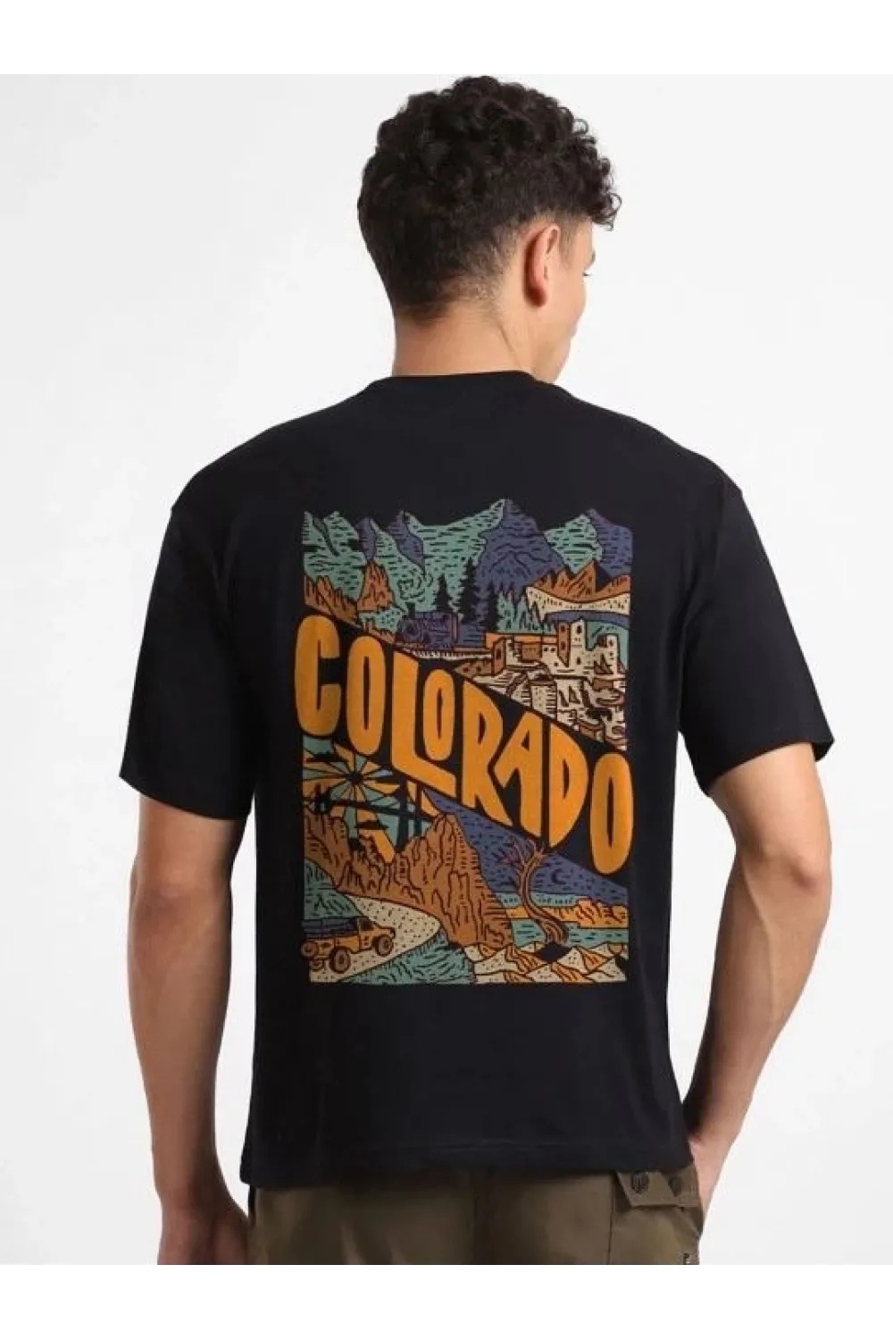 Erkek Tişört Baskılı Oversize Kısa kol T-shirt - Siyah