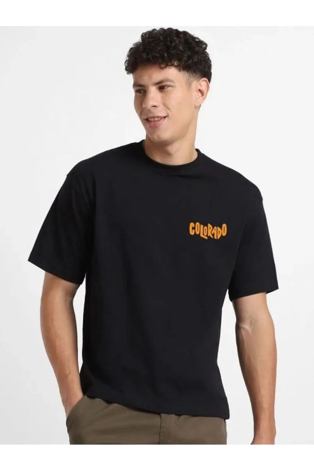 Erkek Tişört Baskılı Oversize Kısa kol T-shirt - Siyah