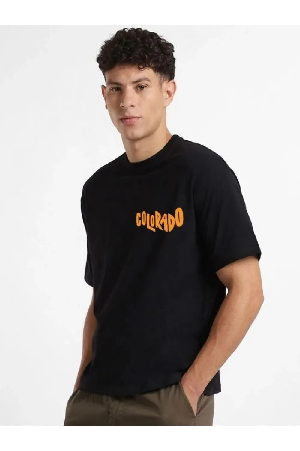 Erkek Tişört Baskılı Oversize Kısa kol T-shirt - Siyah