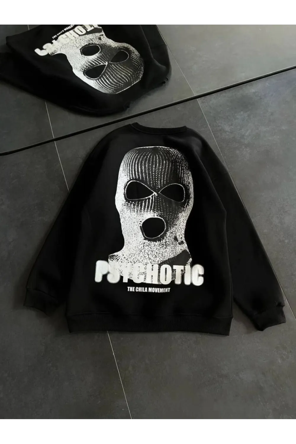 Kadın 3 iplik Kışlık Bisiklet Yaka Baskılı SweatShirt - Siyah