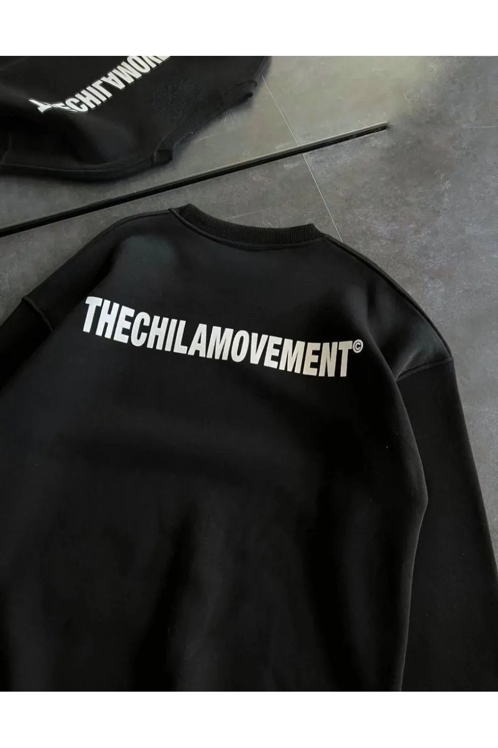 Kadın 3 iplik Kışlık pamuklu Bisiklet Yaka Oversize Baskılı SweatShirt - Siyah