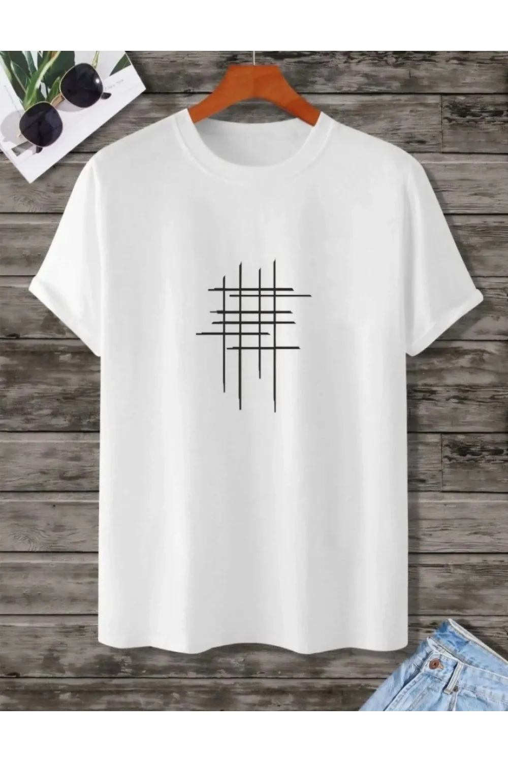 Kadın Baskılı Oversize  kısa kol T-Shirt - Beyaz