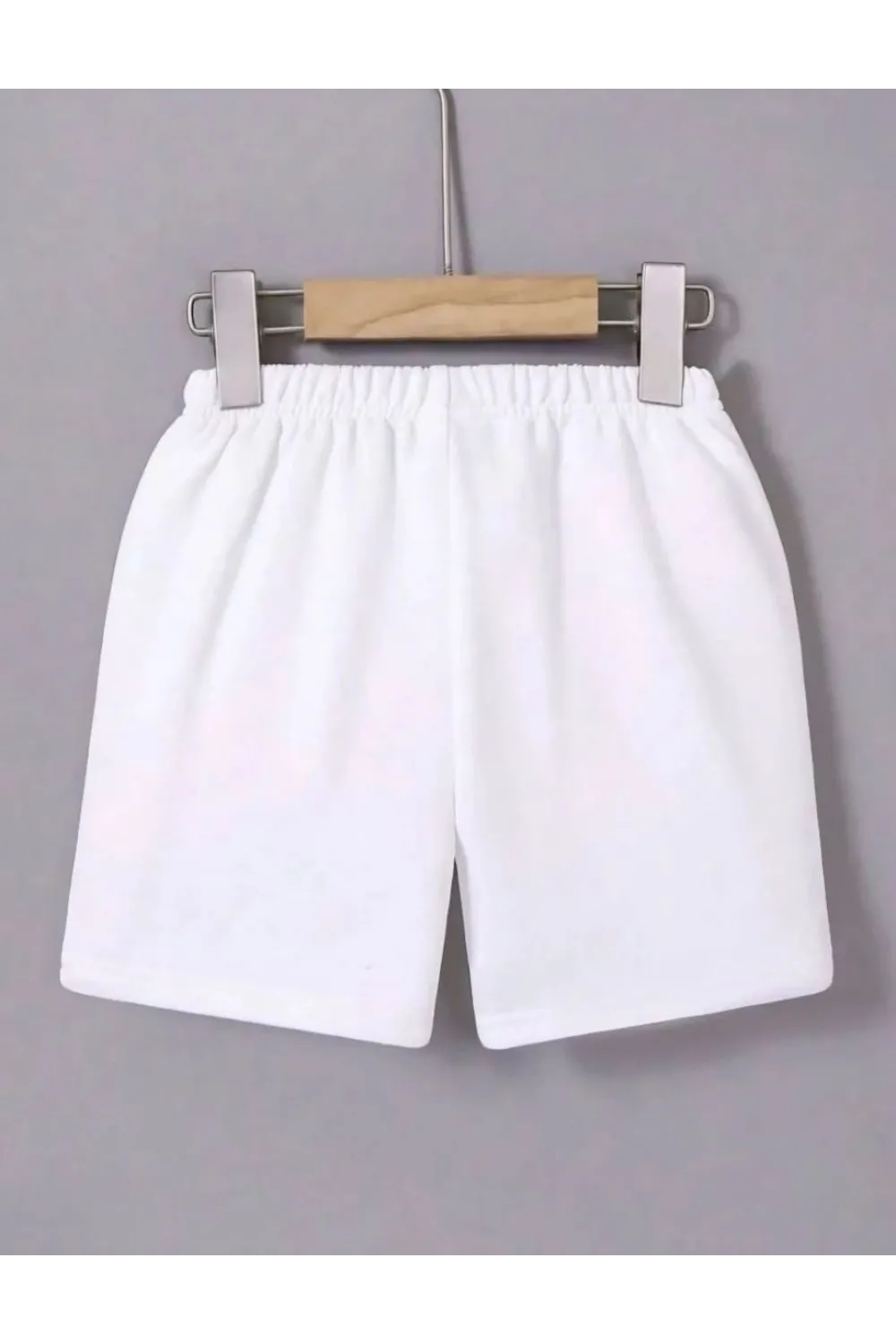 Kadın Beli Lastikli Baskılı Mini Şort - Beyaz