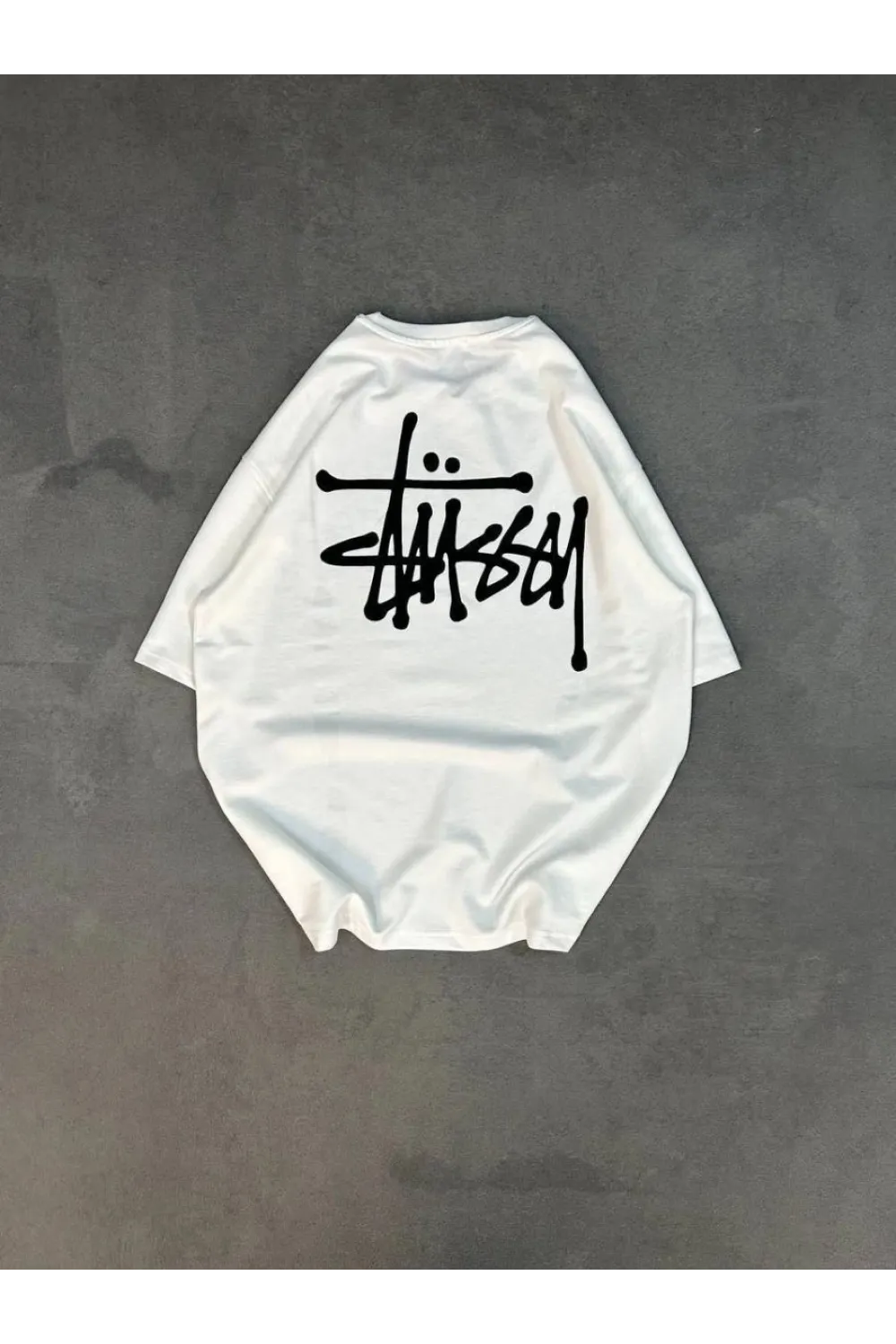 kadın Bisiklet Yaka Baskılı Oversize  Kısa kol T-Shirt - Beyaz