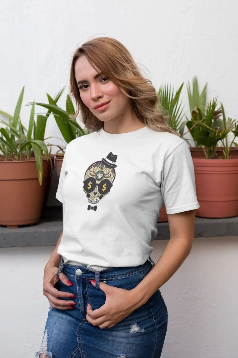 Kadın Özel Baskılı Modern Fit %100 Pamuk Bisiklet Yaka T-Shirt