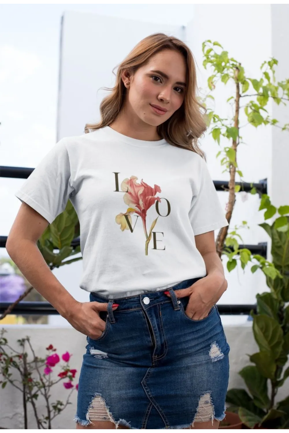 Kadın Özel Baskılı Modern Fit %100 Pamuk Bisiklet Yaka T-Shirt