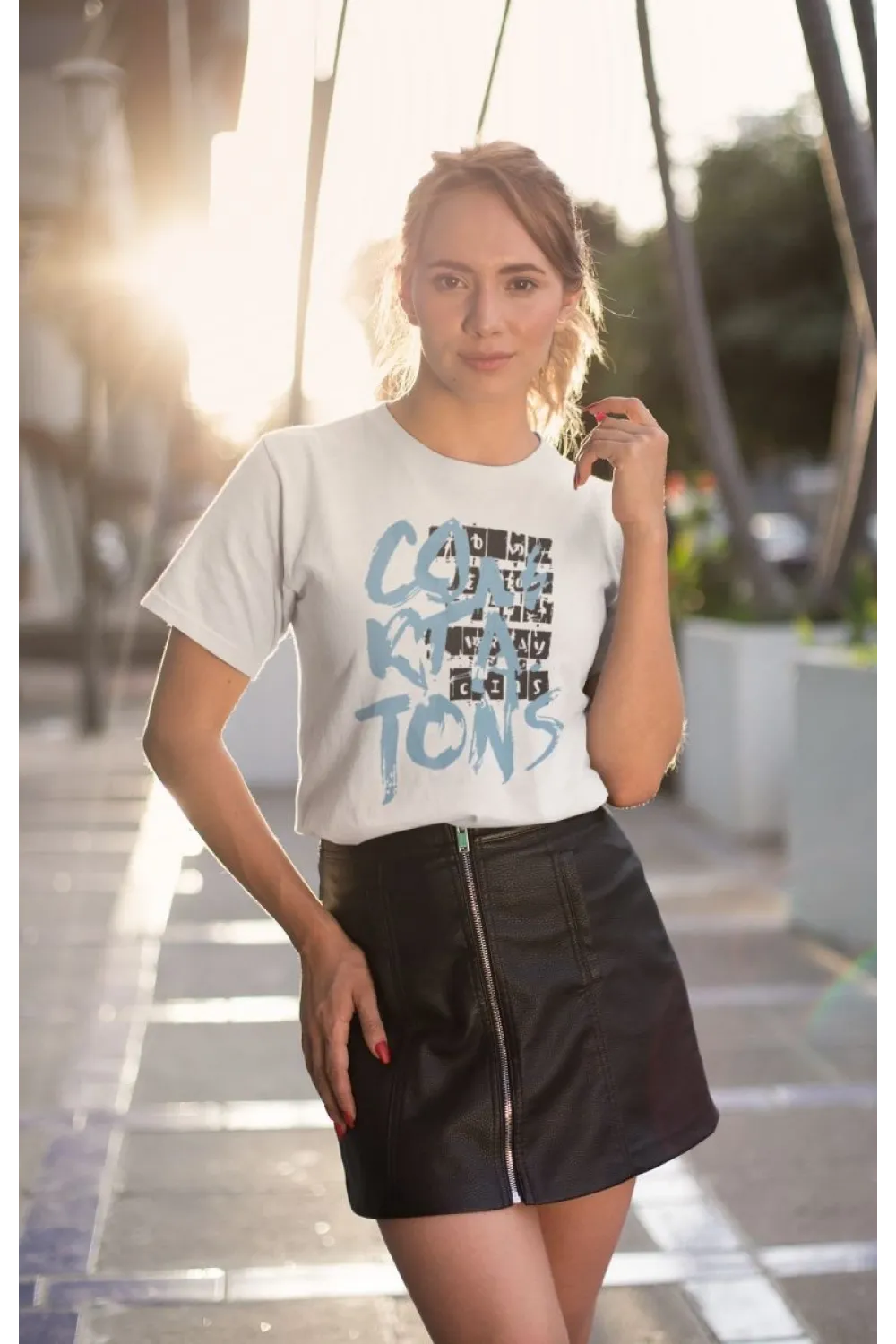 KADIN Özel Baskılı Modern Fit %100 Pamuk Bisiklet Yaka T-Shirt