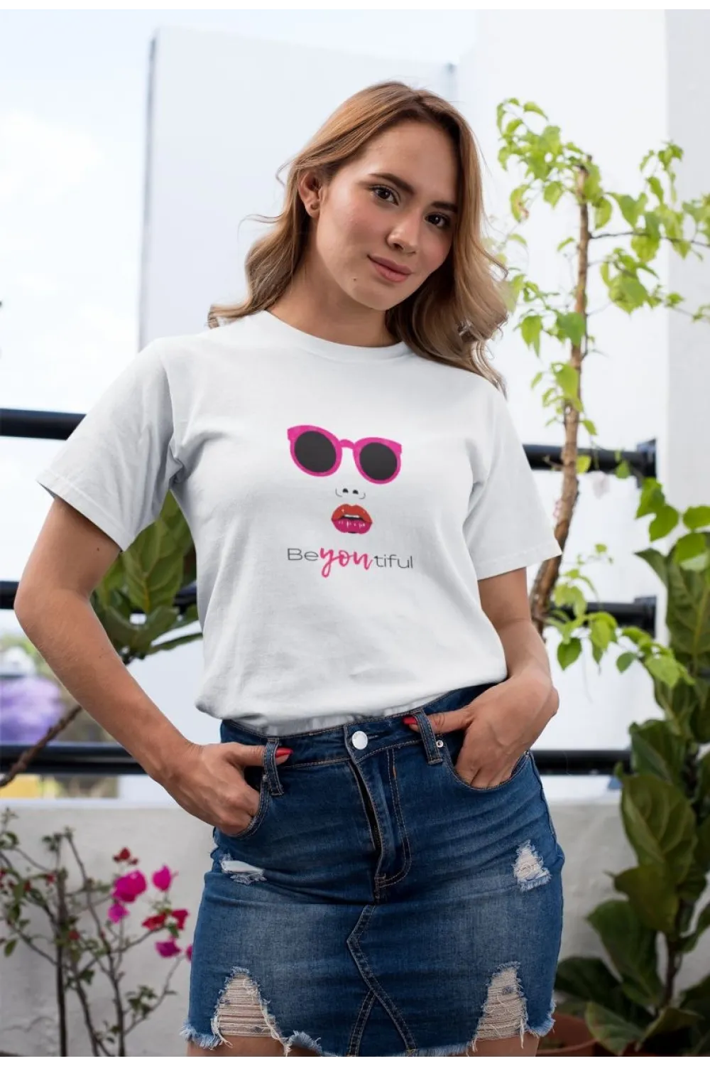Kadın Özel Baskılı Modern Fit %100 Pamuk Bisiklet Yaka T-Shirt
