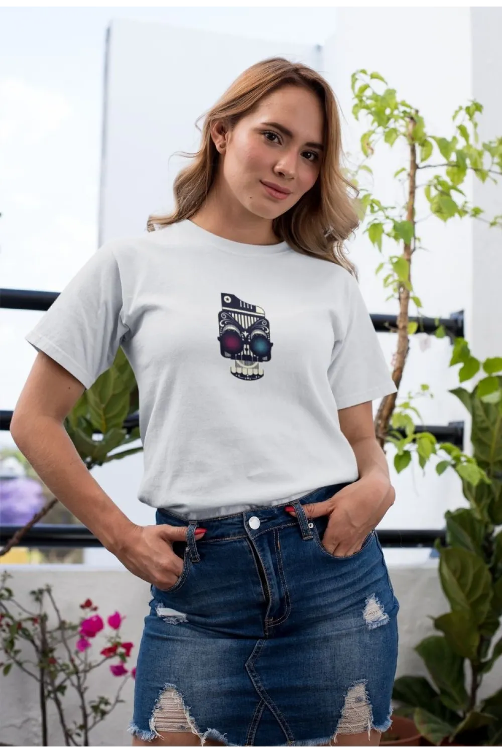 Kadın Özel Baskılı Modern Fit %100 Pamuk Bisiklet Yaka T-Shirt