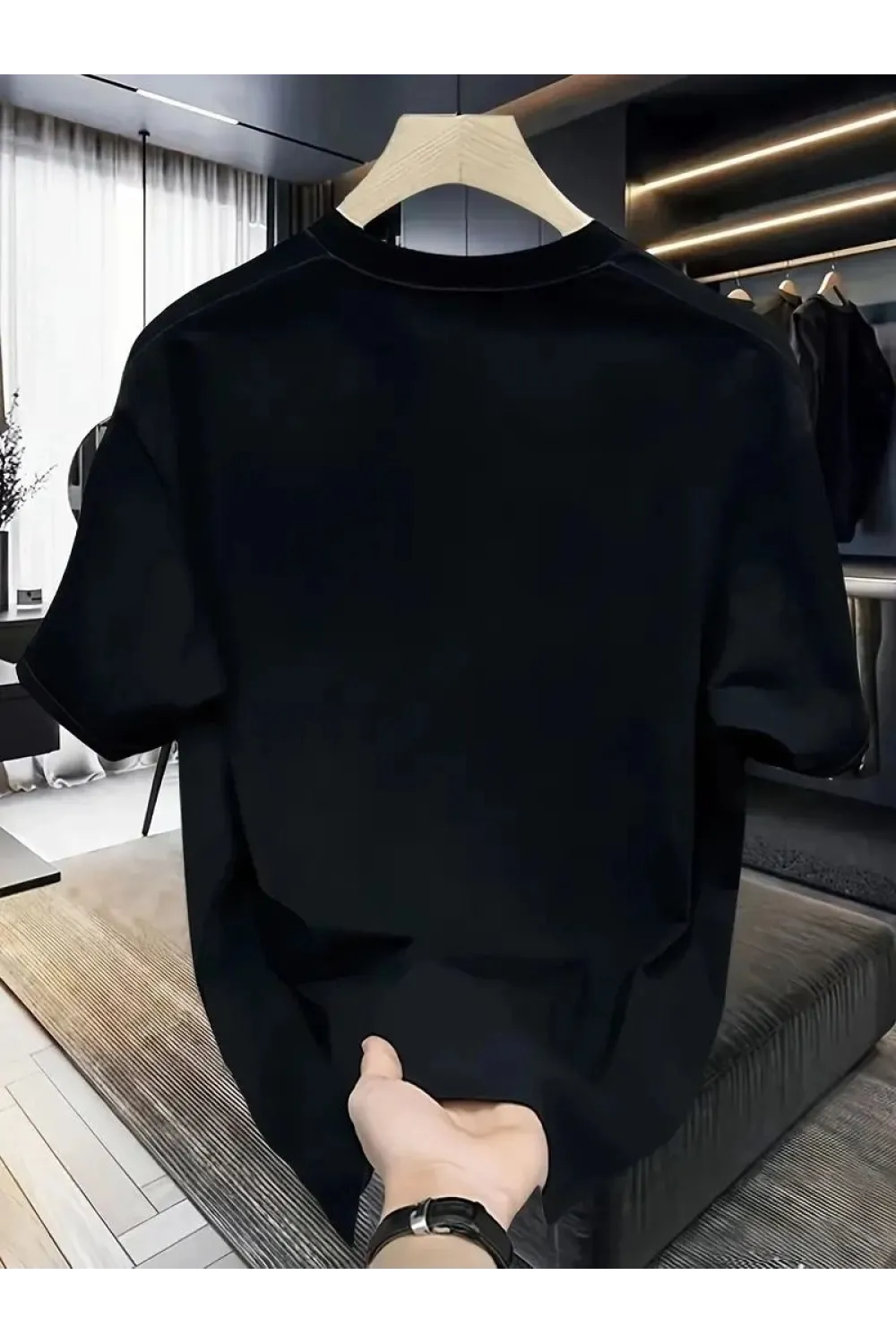 Kadın T-Shirt Bisiklet Yaka Kısa kol Baskılı Tişört - Siyah