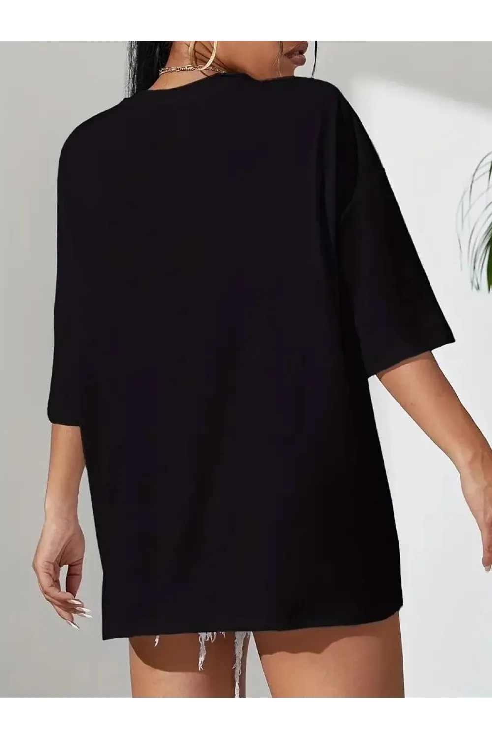 Kadın T-shirt Penye Compack Classical Baskılı Kısa kol Tişört - Siyah