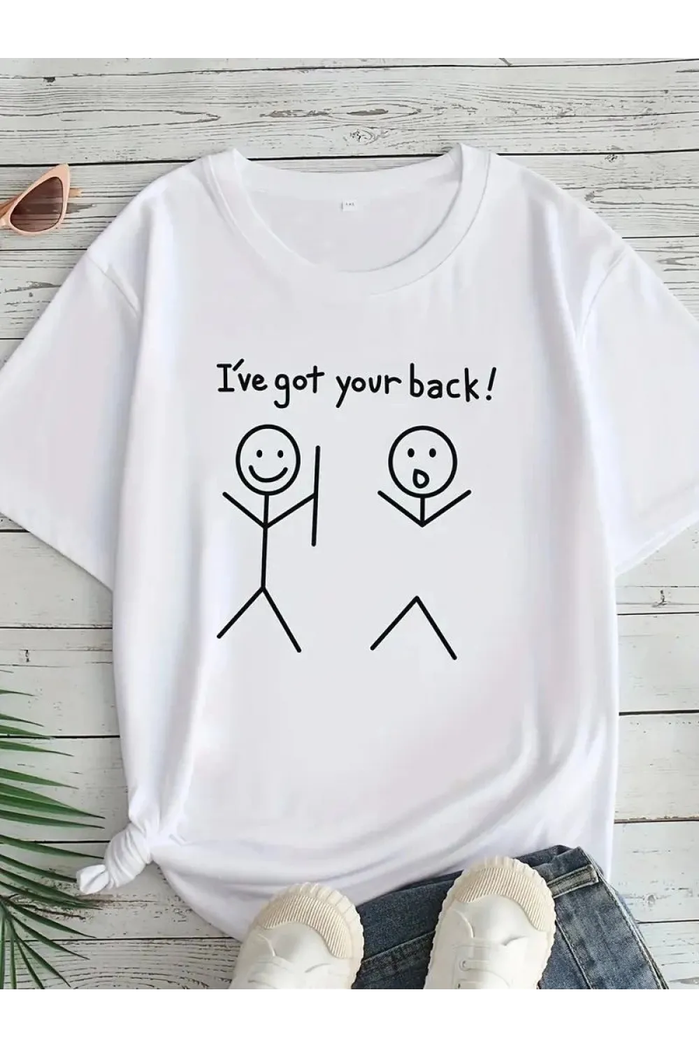 Kadın T-Sirt  Ive Got Your Back Baskılı Kısa kol Tişört - Beyaz
