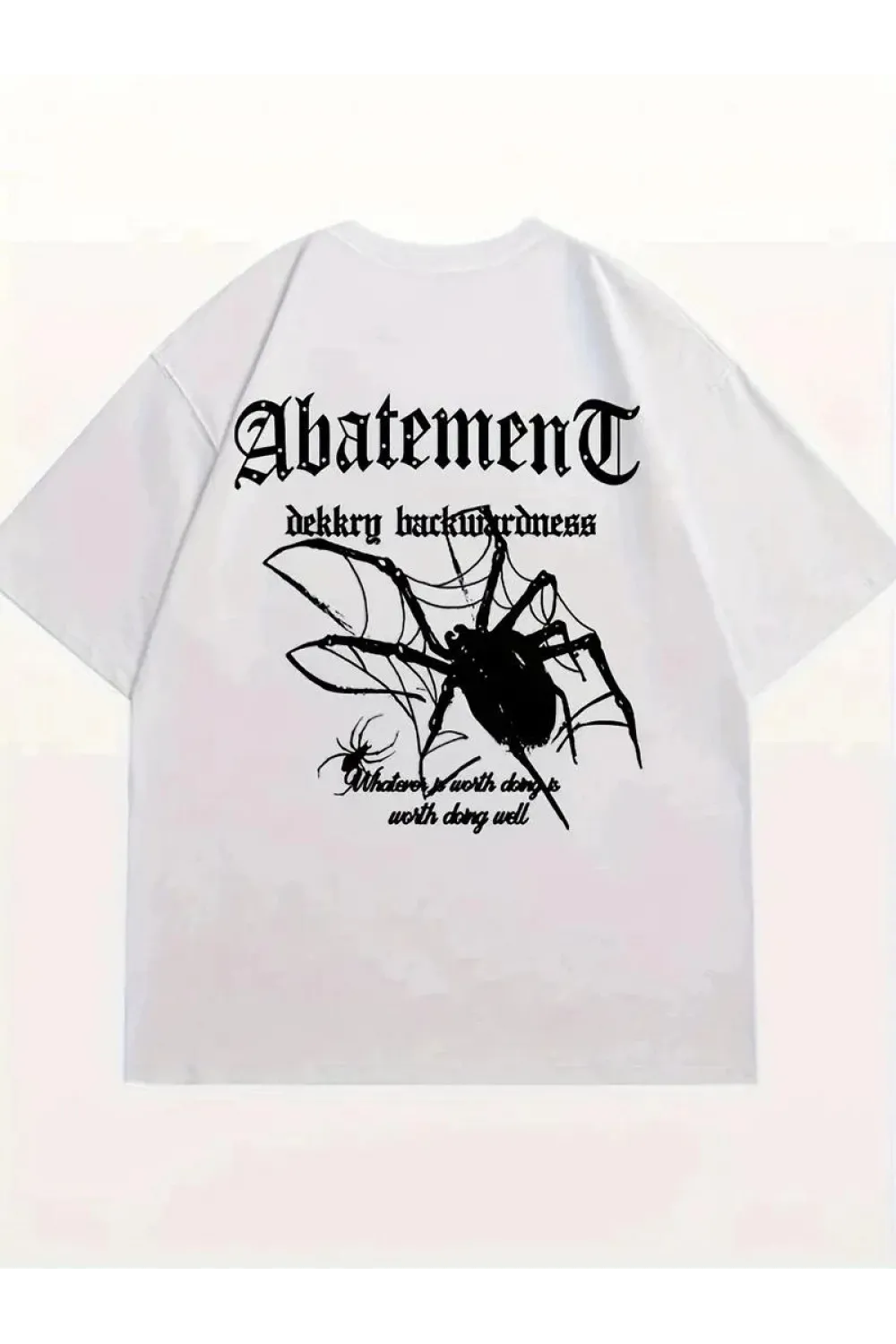 Kadın Tişört Örümcek Baskılı Bisiklet Yaka T-shirt - Beyaz