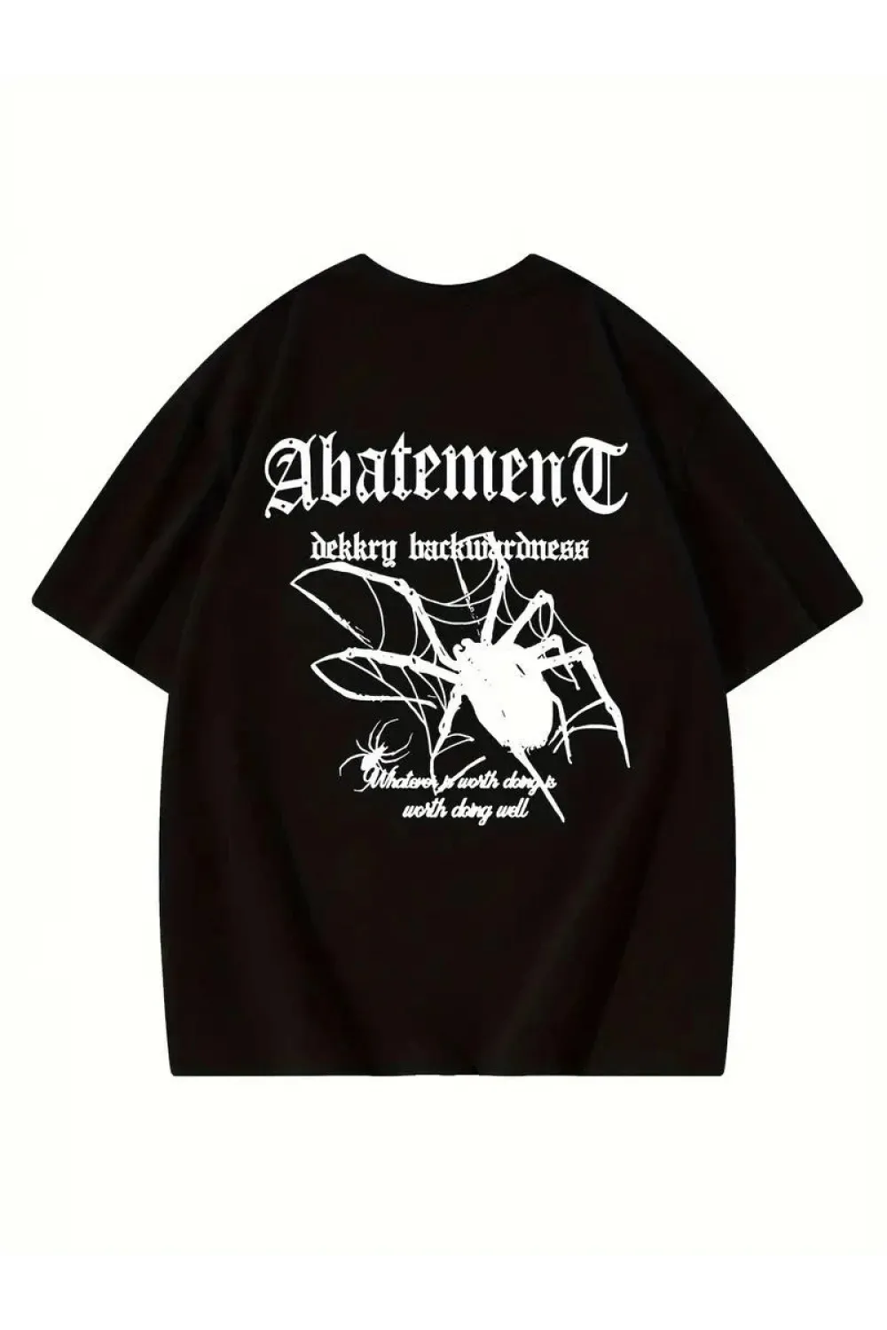 Kadın Tişört Örümcek Baskılı Bisiklet Yaka T-shirt - Siyah