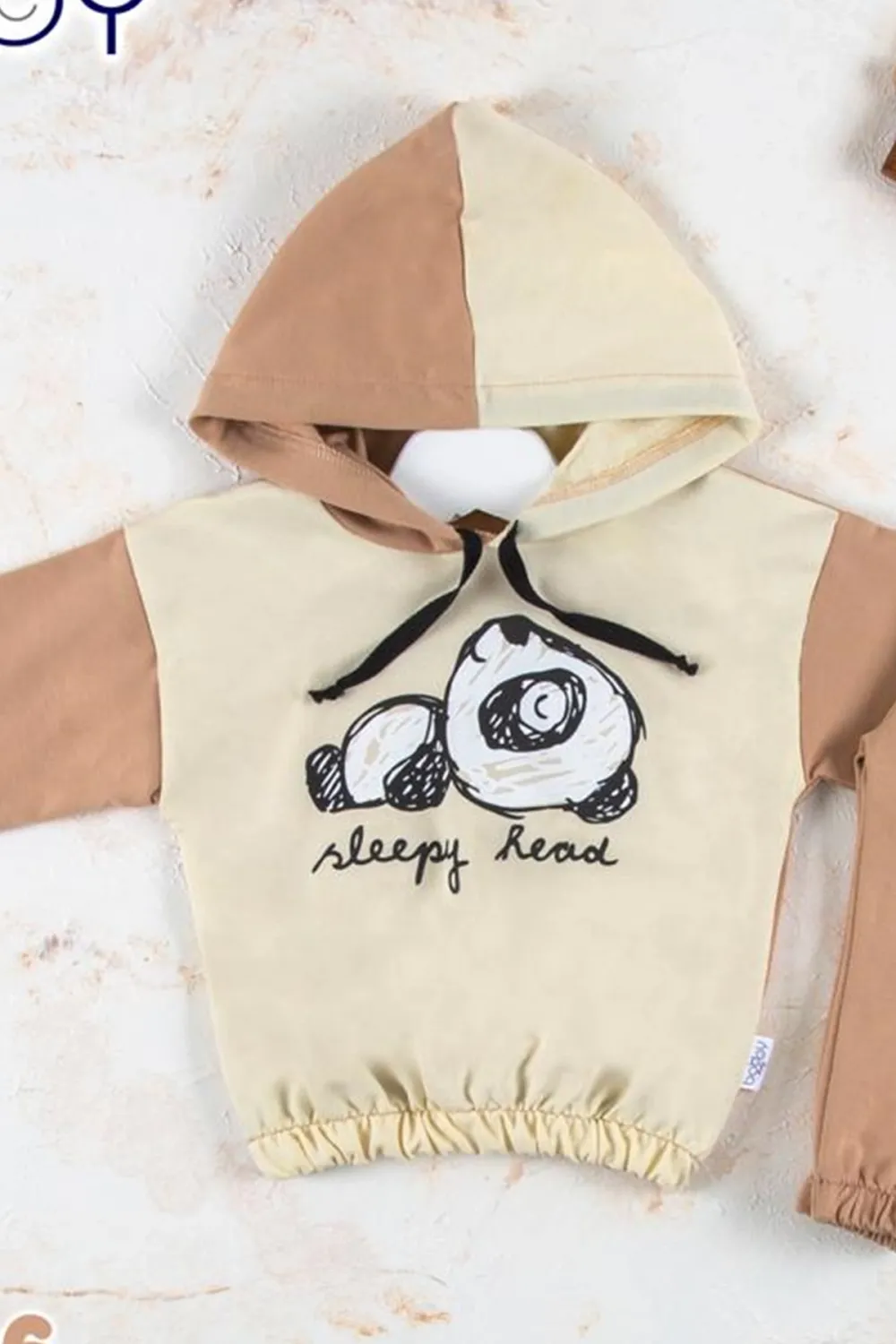 iegiyim™ Panda Desenli Kapişonlu Erkek Bebek Takımı