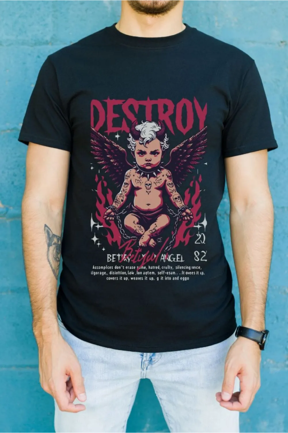Unisex Oversize 24/1 Penye DTF Baskılı Tişört - DTF144
