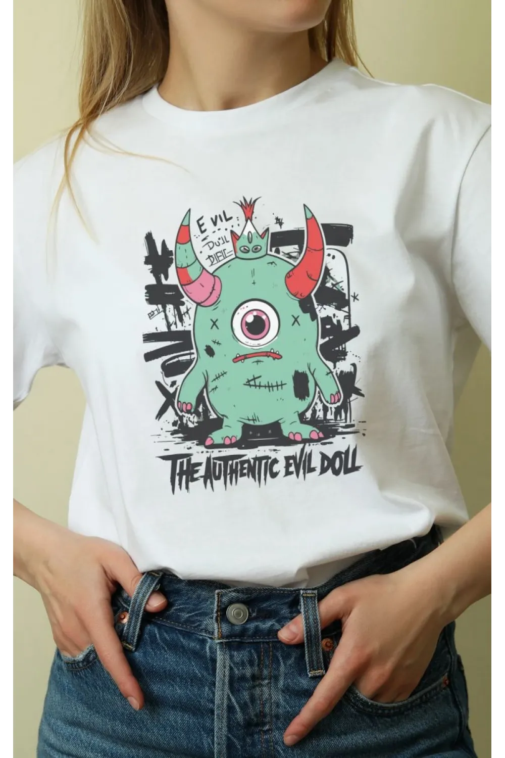 Unisex Oversize 24/1 Penye DTF Baskılı Tişört - DTF165